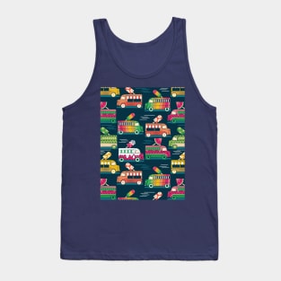 Frutalicious ice cream trucks // pattern // navy blue background multicolored fruit popsicles Tank Top